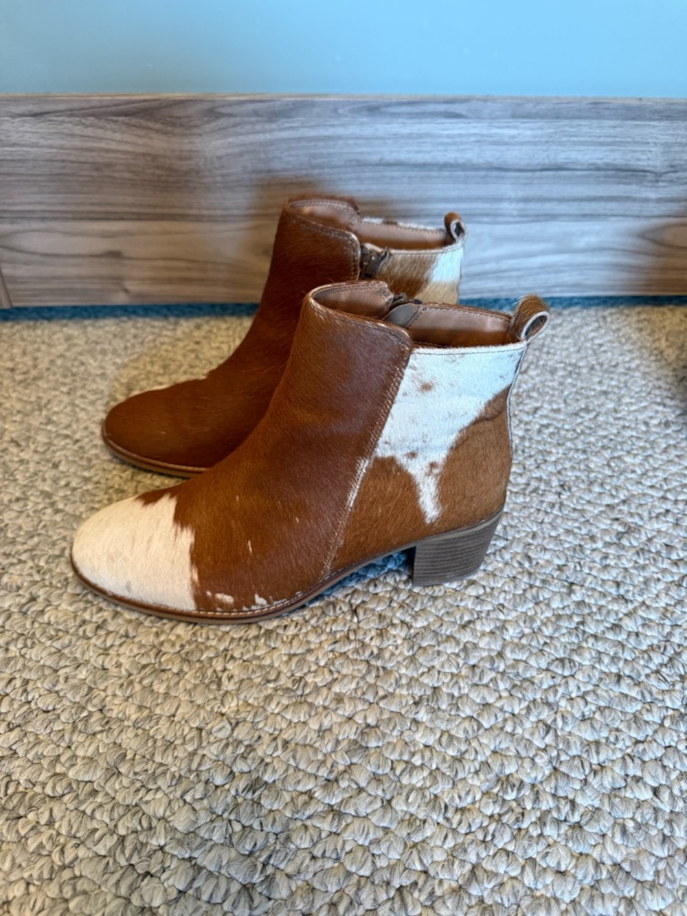 Myra Bag Brown and White Cowhide Ankle Booties - Picture 3 of 8